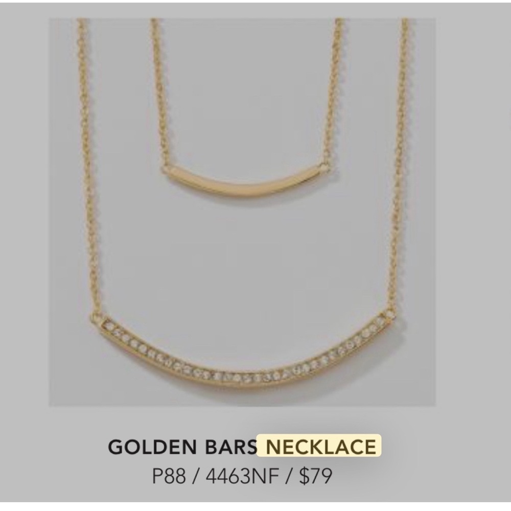 Brand new retired Touchstone Crystal Golden Bar necklace.